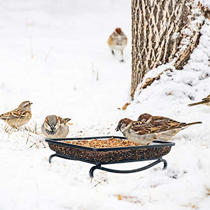 MIXXIDEA Ground Bird Feeder Tray, Metal Platform Mesh Seed Tray for Bird Feeders, Great Attracting Garden Yard Decoration for Wild Birds Squirrels Dove (1 Pack) - size: 7x7 inches (1 pack)