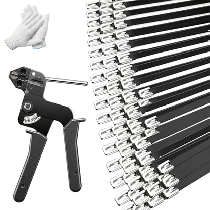 120PCS Cable Ties Kit, 11.8 Inch Heavy Duty Black Metal Zip Ties - color: Black, size: 120PCS1.81x11.8 Inch