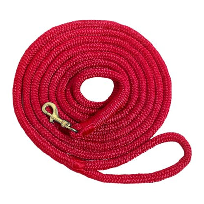 Double Braided Nylon Horse Lead Rope with Snap Hook, Black, 10 FT, Durable Lightweight (Red, 10FT) - color: Red, size: 10FT