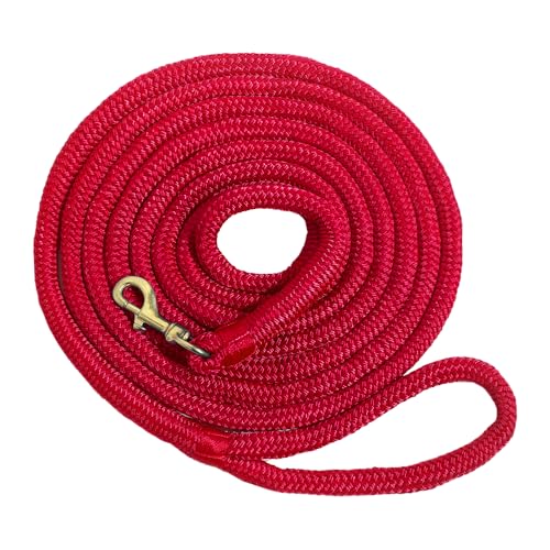Double Braided Nylon Horse Lead Rope with Snap Hook, Black, 10 FT, Durable Lightweight (Red, 10FT) - color: Red, size: 10FT