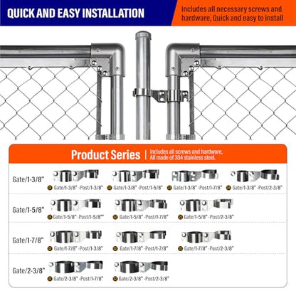 Heavy Duty Stainless Steel 1-5/8" x 1-7/8" Chain Link Fence Gate Fork Latch with Hole for Padlock（Fit 1 5/8" Gate Frame） 1Pack - size: 1-5/8''x1-7/8''-1P