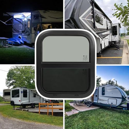 14"W x 16"H RV Windows for Cargo Trailer Camper,Tinted Vertical Sliding - size: 14"W x 16"H
