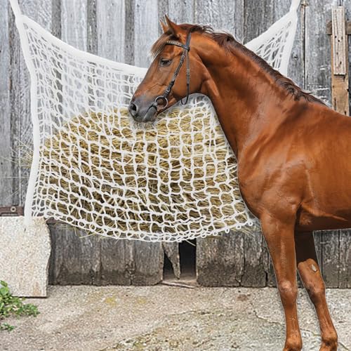 2PCS Horse Hay Feeder Net Slow Feed Bag ，Easy to Hang Hay Bag for Horses with Large Capacity Hay Nets for Horses Feeder Full Day Feeding(White)