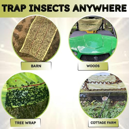 W4W, Giant Sticky Fly Trap Roll - MAX Strength - Outdoor/Indoor - Non Toxic - for Flies and Other Bugs (2 Pack- Contains 2 Giant Fly Rolls)