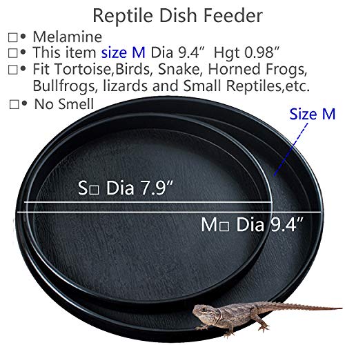 Reptile Water Food Dish Bowl Turtle Feeder Tortoise Feeding Dish Container (M, Black) - color: Black, size: M