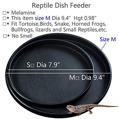Reptile Water Food Dish Bowl Turtle Feeder Tortoise Feeding Dish Container (M, Black) - color: Black, size: M
