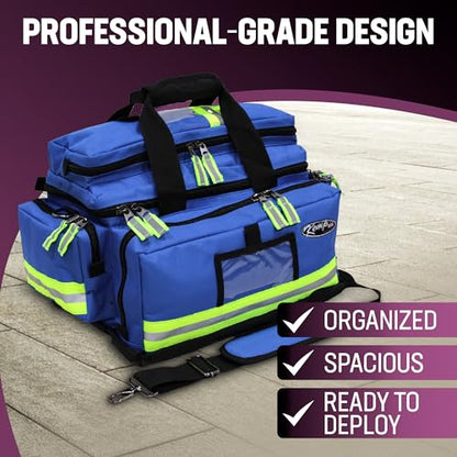 Kemp USA Large Trauma EMS Bag Royal Blue 600D Nylon EMT Medical Kit Bag