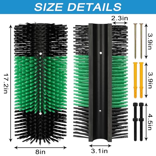 Livestock Scratching Brush with 4 Screws – Cattle and Horse Grooming Brushes, Itch Relief for Horse, Goat, Cattle，Cow,Sheep， and Pig，Animal Back Scratching – Black & Green