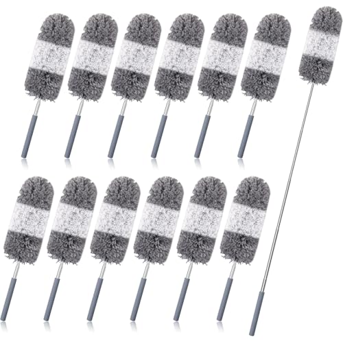Tanlade 12 Pcs Microfiber Feather Dusters for Cleaning, Gray White - color: Gray White