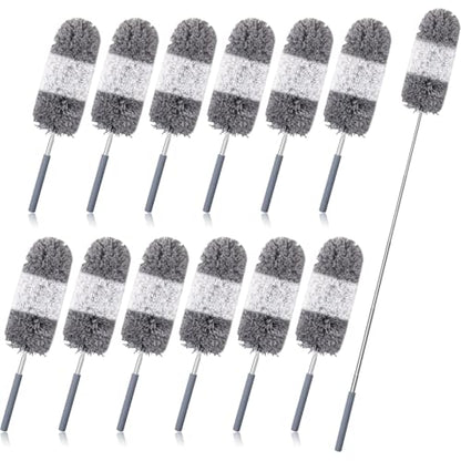 Tanlade 12 Pcs Microfiber Feather Dusters for Cleaning, Gray White - color: Gray White