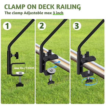 ERYTLLY Heavy Duty Deck Hook, Extensible and Adjustable Deck Hook with 2" Non Slip Horizontal Clamp for Hanging Bird Feeder, Plants, Suet Baskets,Wind Chimes,Lanterns and More - size: Deck Hook - Adjustable Length - 1 Pack