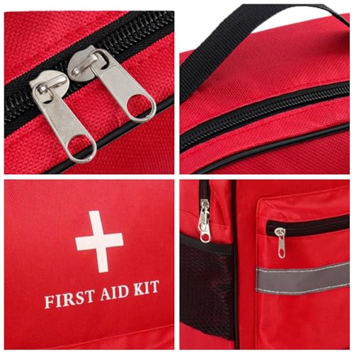 Pet First Aid Backpack Empty with Portable Bag for Pet First Aid Kits, Home Outdoor Travel Camping Emergency Supplies Storage (Red,White)