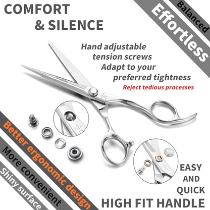 High-end Professional Extremely Very Sharp Barber Hair Cutting Scissors Hairdresser Shears For Hair 6 Inches Haircut Scissor Made Of Stainless Steel Alloy For Hairdressing Salon and Home Use - size: 6 Inch, style: Sword Shears