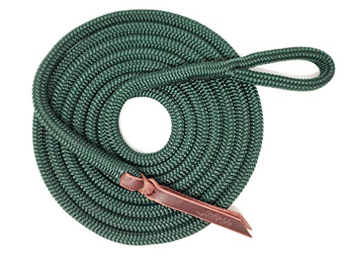 Double Braid Lead Rope with Eye Splice Loop, 12-14FT Lengths (Hunter Green, 14 ft.) - color: Hunter Green, size: 14 ft.