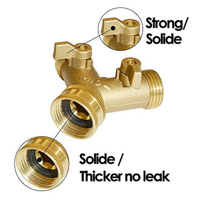 HQMPC Hose Y Splitter 3/4" GHT Garden Hose Valve 2 Way For Garden Lawn Waterring - Brass, 4 Pack - style: Y Hose Splitter 4 Sets