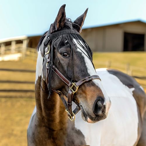 Horze Simple Lightweight Insect and Fly Veil for Sensitive Horses - No Halter Needed Black S - size: Small