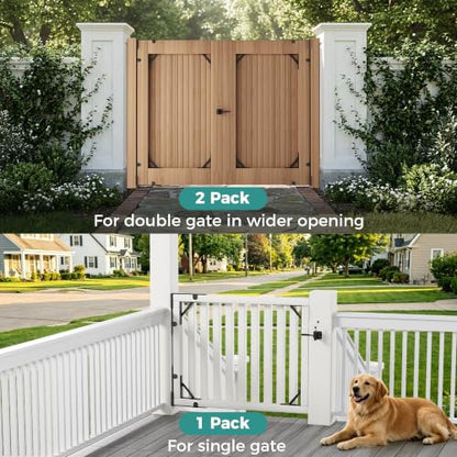 Wooden Gate Hardware Kit, Heavy Duty Anti Sag Outdoor Wood Corner Bracket | Self-lock gravity latch. Rust-proof powder-coated steel.Complete gate kit. For outside fence, garden, deck, porch, pool, farm