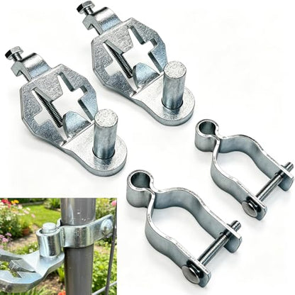 Complete T-Post Gate Hinge Assembly Kit, Galvanized Steel 1-5/8 Inch Chain Link Fence Gate Hinge Pins, Tool-Free Install Hardware for Farm, Garden, Backyard Gates - size: 2Pcs Hinge Pins+2 Pcs 1-5/8 Female Hinges