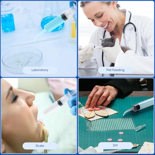 JMU 5 Pack 12ml Syringe With Graduation, Dental Irrigation Syringe with Curved Tip for Teeth Cleaning Dental Oral Care