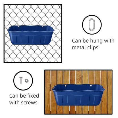 Hanging Chicken Feeders,Duck Feeder Waterer,Small Feed Trough 1.3 Quart 2 Pack,Hanging Fence Feed Trough for Poultry,Blue - color: Blue, size: 1.3 Quart (2 Pack)