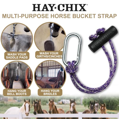 hay chix Horse Bucket Strap for Stalls - Bucket Hanger - 14 Inch, Amethyst - color: R. Amethyst