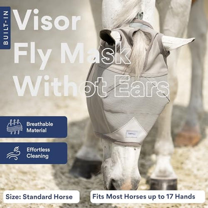 Horse Fly Mask Without Ears, Built-in Visor, Standard Medium/Large