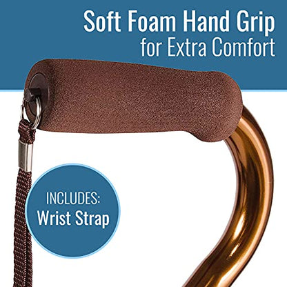 DMI Walking Cane for Adult Men and Women, FSA Eligible, Lightweight and Adjustable, Ergonomic Hand Grip and Wrist Strap - color: Bronze