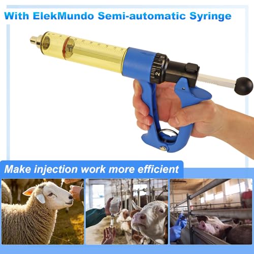 50ml Semi-Automatic Livestock Syringe Dosage Adjustable Cattle Syringe - size: 50ML Blue