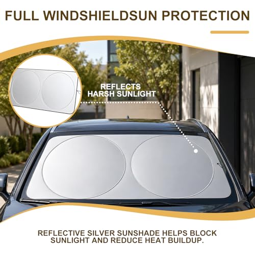 Car Windshield Sunshade, Front Window Heat Blocker Automotive Sun Screen, Foldable Sun Visor Cover Vehicle Front Windshield Shades for UV Protection, Car Accessories (Large) - color: L(160*86cm)