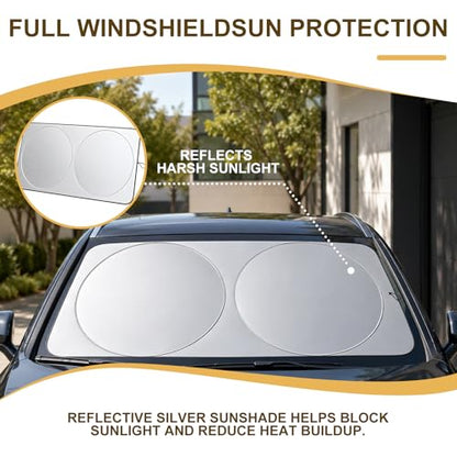 Car Windshield Sunshade, Front Window Heat Blocker Automotive Sun Screen, Foldable Sun Visor Cover Vehicle Front Windshield Shades for UV Protection, Car Accessories (Large) - color: L(160*86cm)