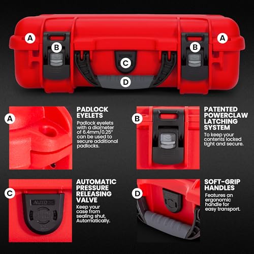 NANUK 910 Waterproof First Aid Kit 146pcs – Durable, Pre-Stocked First Aid Emergency Kit with Bandages, Tick Removal Tool, and More – Dustproof, Impact-Resistant, Floats (14.3" x 11.1" x 4.7") – Red