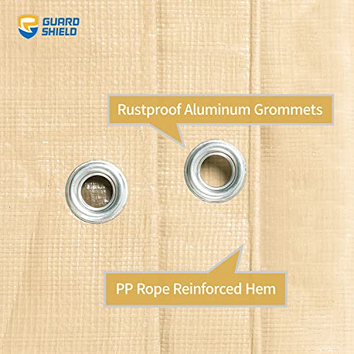 GUARD SHIELD Beige Tarp Heavy Duty Waterproof 20x30 Feet Outdoor Poly Tarps Cover Thick UV Resistant Canopy Tarpaulin with Grommets 10mil - color: Beige/Khaki, size: 20x30