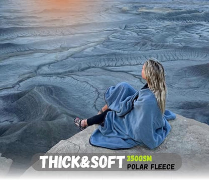SUITEDNOMAD Extra Large Waterproof Windproof Outdoor Stadium Fleece Blanket - color: Slate Grey