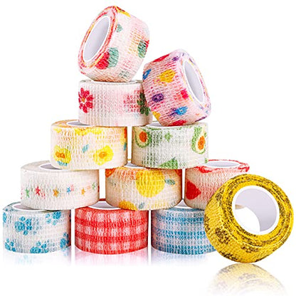 Bandage Wrap, 12Pcs Sweatproof and Waterproof Cute Vet Wrap, Elastic Non-Woven Cohesive Bandages for Ankle Sprains & Swelling