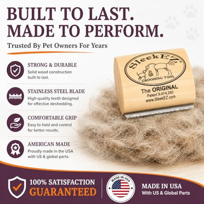 SleekEZ Cat Brush for Shedding - Deshedding Brush for Cats - Patented Grooming Tool for Removing Loose Fur, Undercoat & Hair - Made in USA - Works on Short, Medium & Long Coats - style: Cat Brush