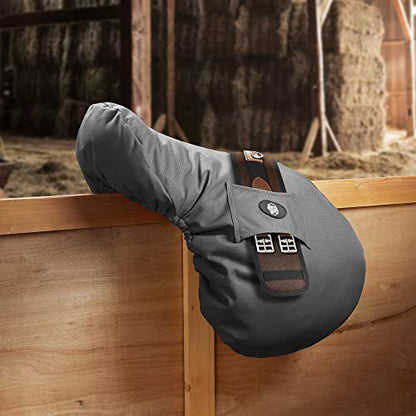 SmithBuilt English Saddle Cover, Gray - Breathable, Waterproof Fleece-Lined Fitted Protector - color: Gray
