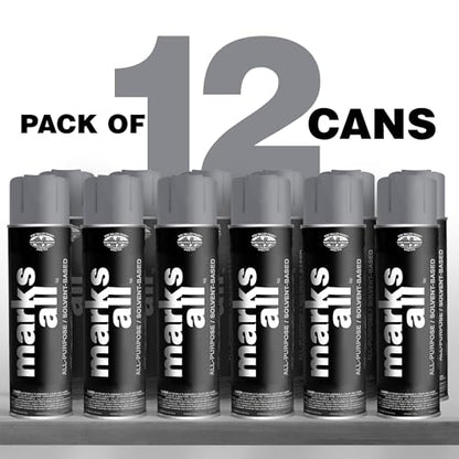 Fox Valley 17oz Marks All Solvent-Based Marking Paint 12-Pack, Aluminum - color: Aluminum