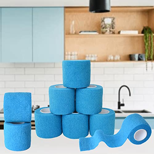 2 Inches Self Adhesive Bandage Wrap, 9 Pack, Light Blue - color: Light Blue, size: 2 Inch