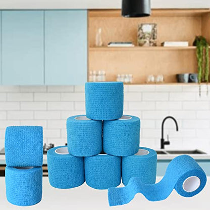 2 Inches Self Adhesive Bandage Wrap, 9 Pack, Light Blue - color: Light Blue, size: 2 Inch