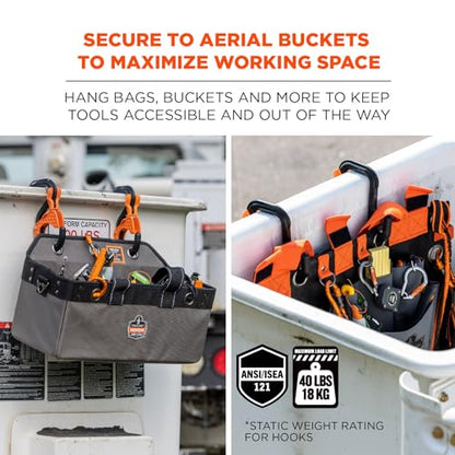 Ergodyne Squids 3178 Locking Aerial Bucket Hooks with Tethering Point, Fits 2" Lip, Attach Tool Bags or Aprons to Buckets - size: 2in (5.1cm)