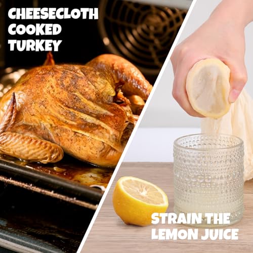 30 PCS Reusable Cheese Cloths for Straining, 20x20 Inch, Organic Cotton Cheese Cloths Unbleached,Cheese Cloth Reusable With Hemmed Edge for Straining Liquid,Cheese Making,Juicing,Baking,Cooking Turkey