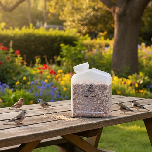 1.9Qt/1.8L Bird Seed Storage Container, Small Bird Food Container,Plastic Wild Bird Seeds Dispenser for Storing Sunflower Seed,BPA Free (Clear)