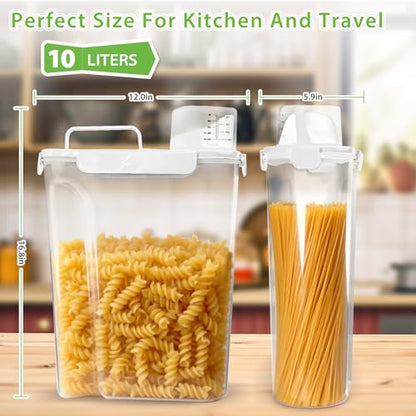 Viretec Rice Storage Container, 15 to 20lb Dry Food Airtight Dispenser, Pet Dog Cat Food Canister, BPA Free Clear Plastic Kitchen and Pantry Organization Bin for Oatmeal, Cereal, Pasta, Flour White - color: 10L/White