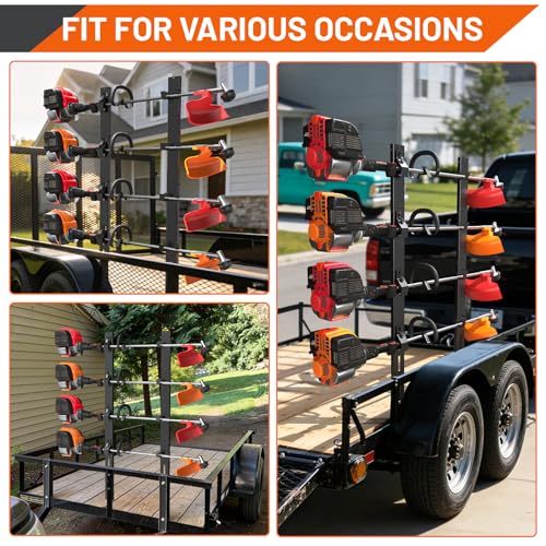 Weed Eater Rack for Trailer, 4 Place Heavy Duty Rust-Proof Weedeater Racks, Trimmer Rack for Open Trailer Truck with Combination Locks - color: 4 Place
