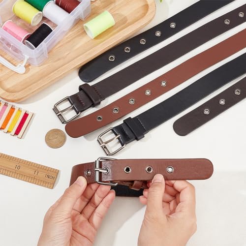 FINGERINSPIRE 6Pcs PU Leather Stirrup Straps Black/Coffee/Brown 2 Size