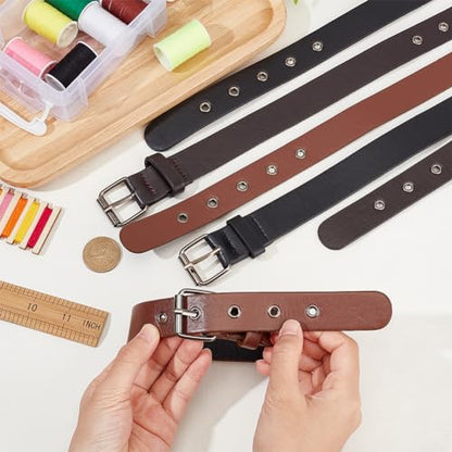 FINGERINSPIRE 6Pcs PU Leather Stirrup Straps Black/Coffee/Brown 2 Size