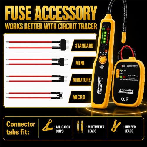 Wire Tracer Automotive Open & Short Finder, DC 6-42V Circuit Breaker Finder Electrical Tester Fault Probe Cable Tracker Auto Wire Locator Car Broken Wire Detector Tool