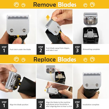 50# 0.2mm 1/125” Blade, Pet Grooming Clipper Replacement Blades Compatible with andis/wahl/Oster Dog A Series Clippers, Detachable, Size 50, Stainless Steel, Extremely Short in Length (S50) - size: S50