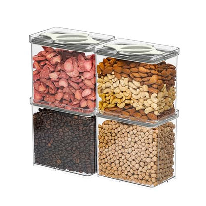 4-Pack Airtight Pantry Containers, 1.9 QT Clear SAN Food Storage Jars with Twist-Lock Lids, Detachable for Easy Cleaning, Stackable for Cereal, Pasta, Rice, Oats & Snacks White - color: White