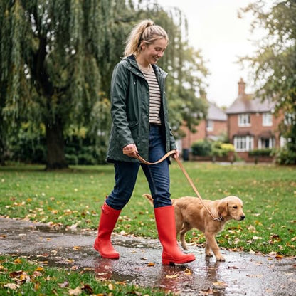 HISEA Women Rain Boots Slim Calf Tall Waterproof Tight PVC Rubber Rainboots - color: Red-slim Calf, size: 7